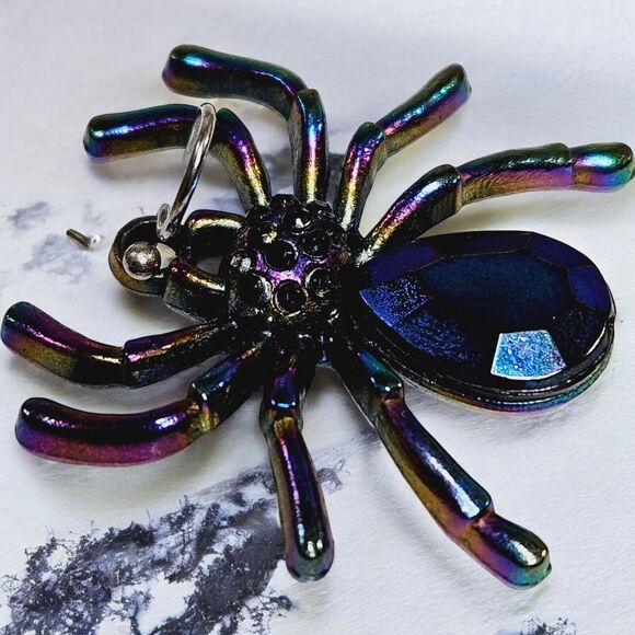 Spiders Electroplated 3D Earrings Woman's Fashion Halloween Spider Multicolored - Picture 10 of 11